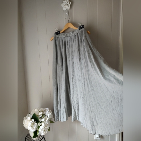 Sugar Magnolia Gray 100% Cotton Boho Gauzy Layered Fairycore Maxi Skirt - Picture 3 of 8